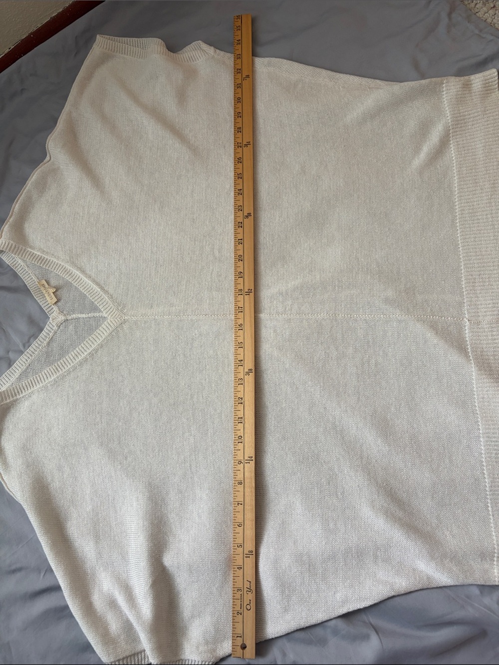 Eileen Fisher white v-neck linen knit short sleeve sheer top | size xl - Picture 7 of 8